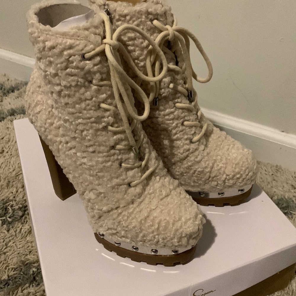Jessica Simpson combat and moto boots.